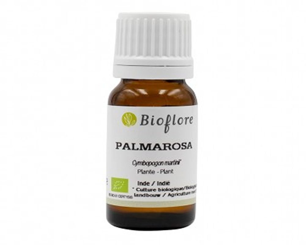 Huile essentielle Palmarosa biologique. Organic Cymbopogon martinii